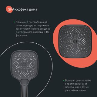 Душевая система с тропическим душем IDDIS SpaHome SPHBLTKi06 с термостатом чёрный матовый